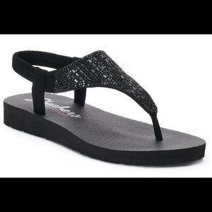Skechers Cali Meditation Rock Crown Women's Black Yoga Foam Sandals Size 7